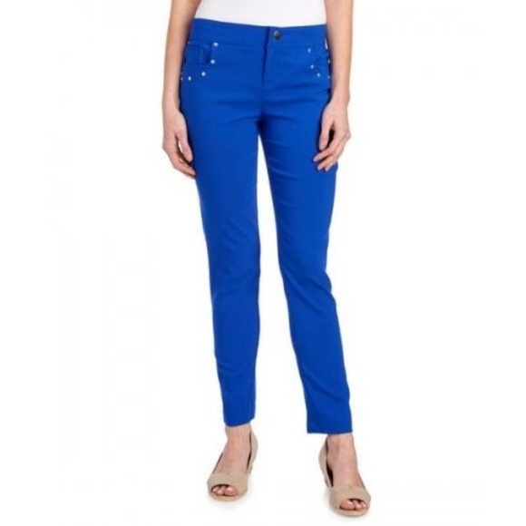 Attyre Pants - Attyre Studded Audrey Ankle Pant Blue 6 Crop 1604X
